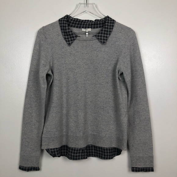 Joie Zhen Faux Shirt Wool/Cashmere PulloverSweater - Picture 2 of 8